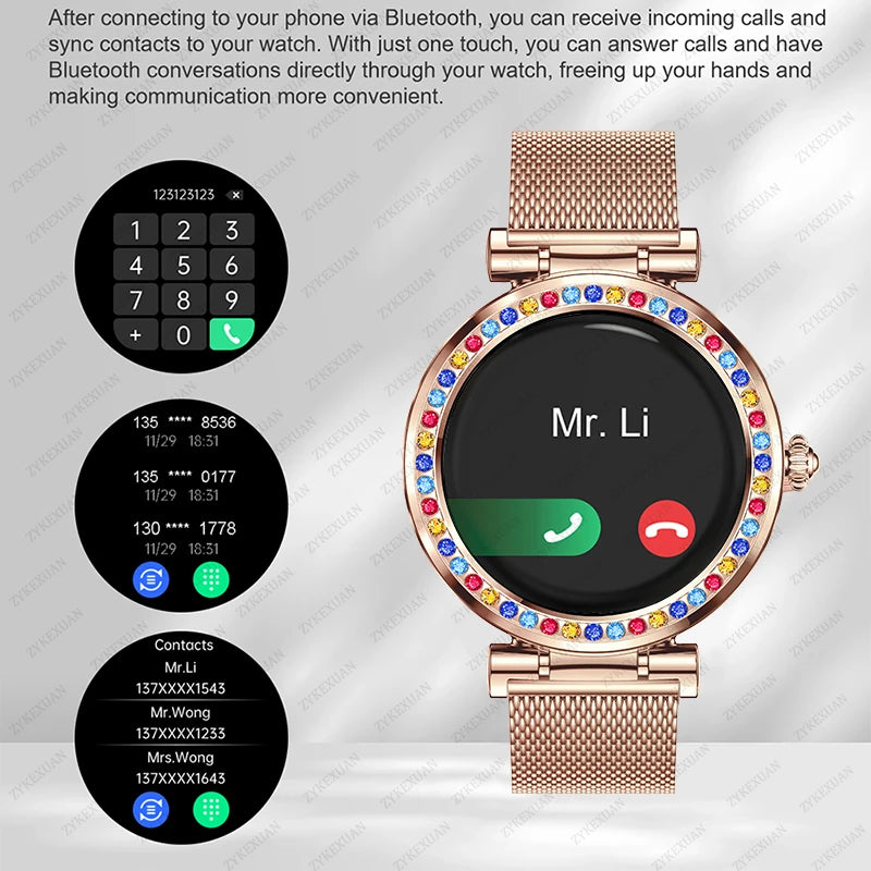 2024 New Fashion Women Smart Watch 360*360 HD Screen Heart Rate Blood pressure Custom Dial Watches HD Bluetooth Call Smartwatch