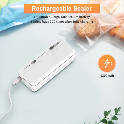 Mini Sealer 2in1 Plastic Bag Sealing Machine Portable Food Package Bags Sealer USB Rechargeable Handheld Plastic Bag Heat Sealer