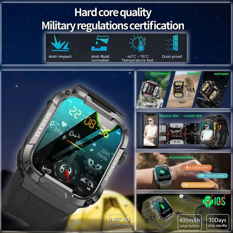 2024 New For Xiaomi Military Smart Watch Men IP68 5ATM Outdoor Sports Fitness Tracker 24H Health Monitor 2.01 inch Smartwatches