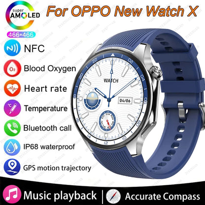 2024 New For Huawei Xiaomi OPPO Watch X Smart Watch AMOLED Screen Heart Rate NFC Bluetooth Call Men Women Waterproof Smartwatch