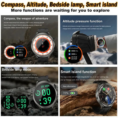 2024 New Men Smart Watch 410mA Large Battery Health Watch GPS Tracking 1.85 Inches HD Bluetooth Call Smart Watch For Huawei iOS