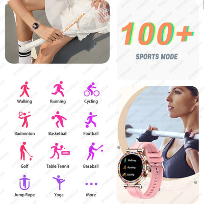 2024 New Fashion Women Smart Watch 360*360 HD Screen Heart Rate Blood pressure Custom Dial Watches HD Bluetooth Call Smartwatch