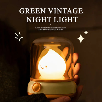 Kerosene LED Night Light Cute Flameless Candle Light with Two Modes USB Rechargeable Dimmable Camping Light For Bedroom Decor