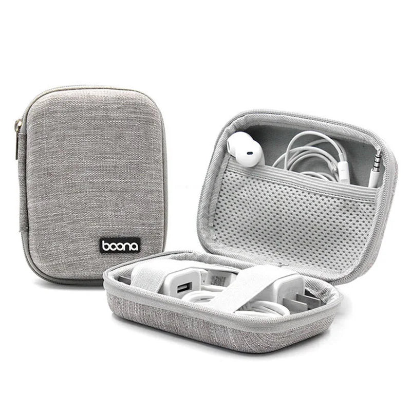 Mini Earphone Storage Bags Small Oval Hard Shell Data Cable Organizer Bag Tech Gadgets Portable Case Charger U Disk Zipper Pouch