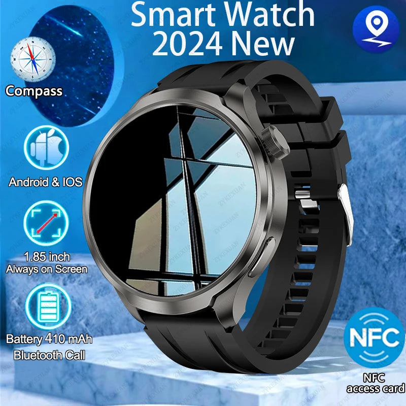 2024 New Men Smart Watch 410mA Large Battery Health Watch GPS Tracking 1.85 Inches HD Bluetooth Call Smart Watch For Huawei iOS