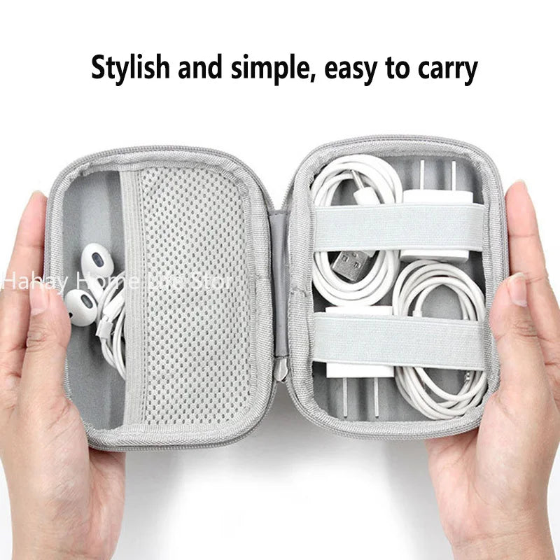 Small Oval Earphone Storage Bags Hard Shell Data Cable Organizer Bag Mini Tech Gadgets Portable Case Charger U Disk Zipper Pouch