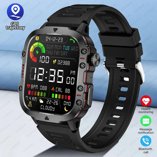 2024 Rugged Military Smartwatch Men Fitness Watches IP68 Waterproof 2.01'' AI Voice Bluetooth Call Smart Watches For Android IOS