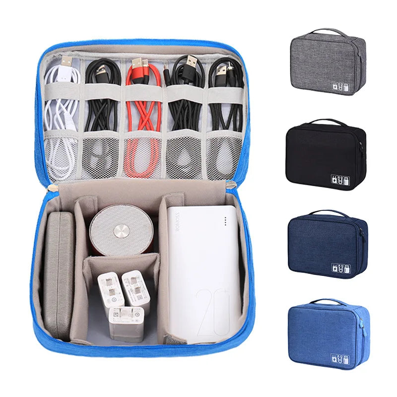 Storage Bag Organizer Waterproof Case Cable USB Gadgets Tech Pouch Digital Portable Travel Small Carrying Case