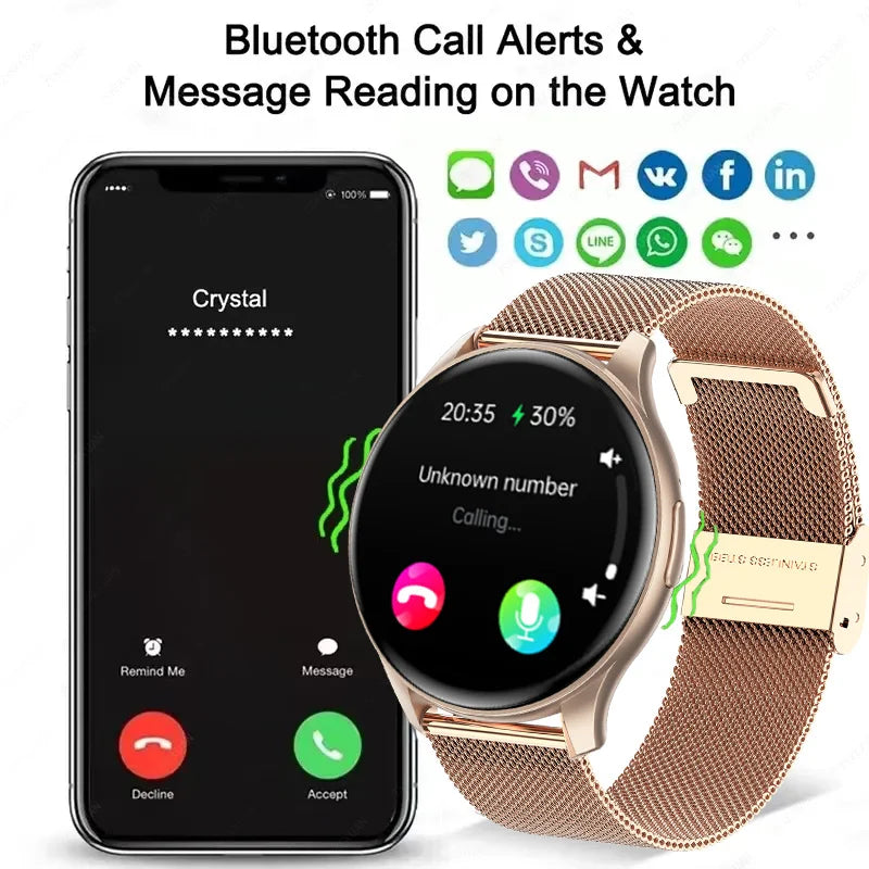 2024 New Bluetooth Call Smart Watch Women Men 1.43 inch AMOLED 466*466 Screen Heart Rate Sports Ladies Smartwatch For Xiaomi+Box