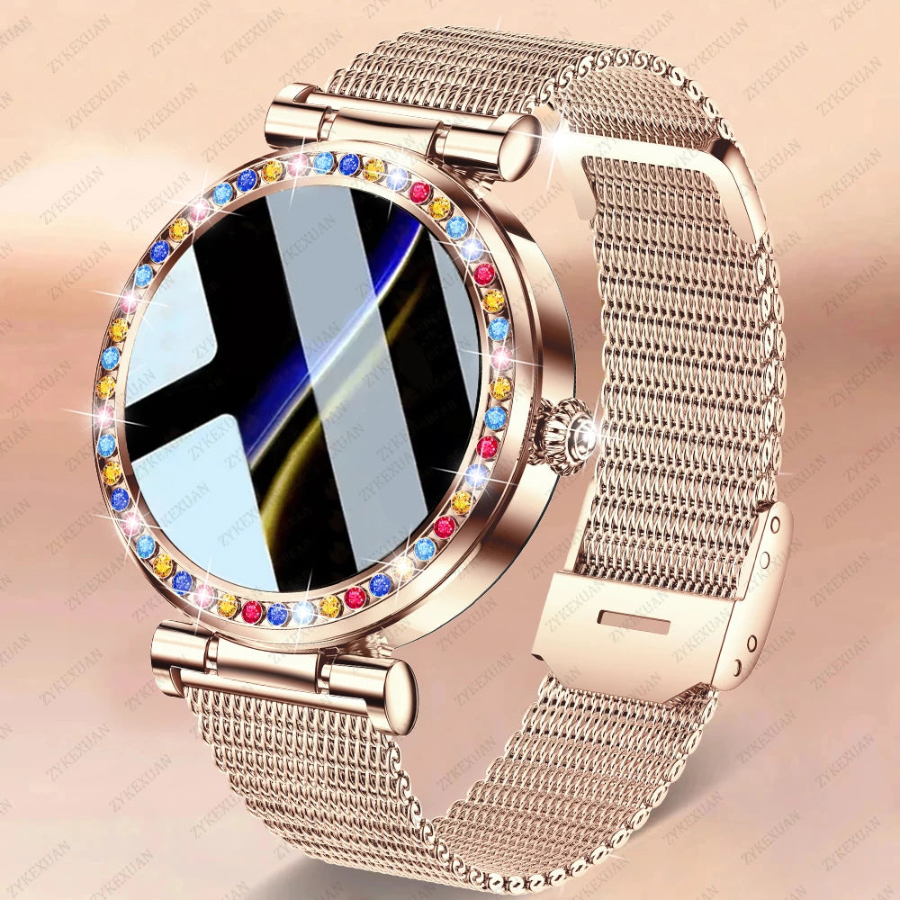 2024 New Fashion Women Smart Watch True Blood Oxygen 1.27Inch 360*360 HD Screen Diamond Bracelet Bluetooth Call Smartwatch Ladie