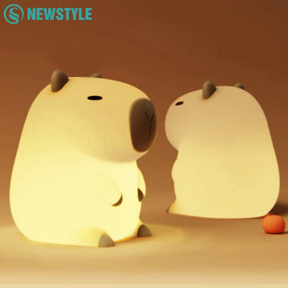 Capybara Cute Night Light Novelty 2 Levels Dimmable Nursery Bedroom Nightlight Rechargeable Touch Lamp for Kids Room Decor