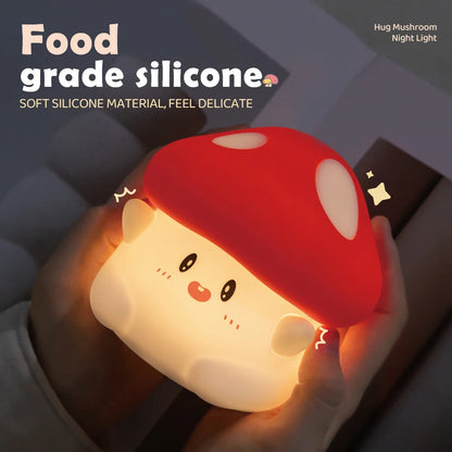 Mushroom LED Silicone Night Light Soft Sleeping Nursery Night Light Dimmable Timer Rechargeable Lamp Room Decor Baby Bedside Lam