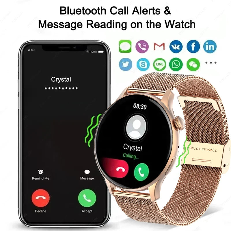 2024 New For Xiaomi Huawei 1.43 inch Bluetooth Call Smart Watch Women Men AMOLED 466*466 HD Pixel Display Smart Watch Ladies