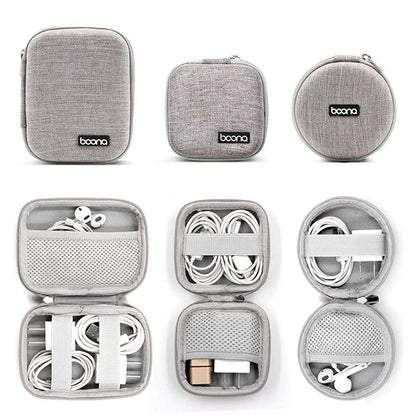 Mini Earphone Storage Bags Small Oval Hard Shell Data Cable Organizer Bag Tech Gadgets Portable Case Charger U Disk Zipper Pouch