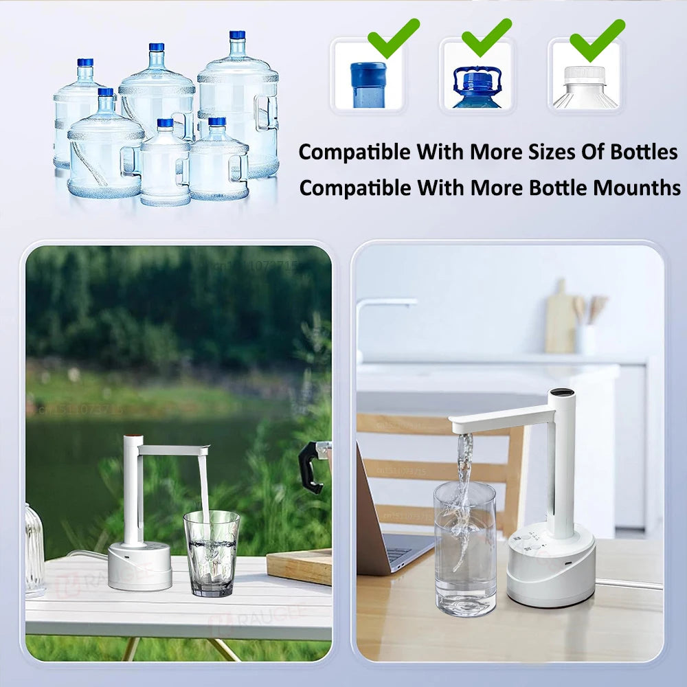 Electric Water Gallon Bottle Pump Automatic Water Dispenser 19 Liters Foldable Desktop Rechargeable Drinking Water Bottle Pump