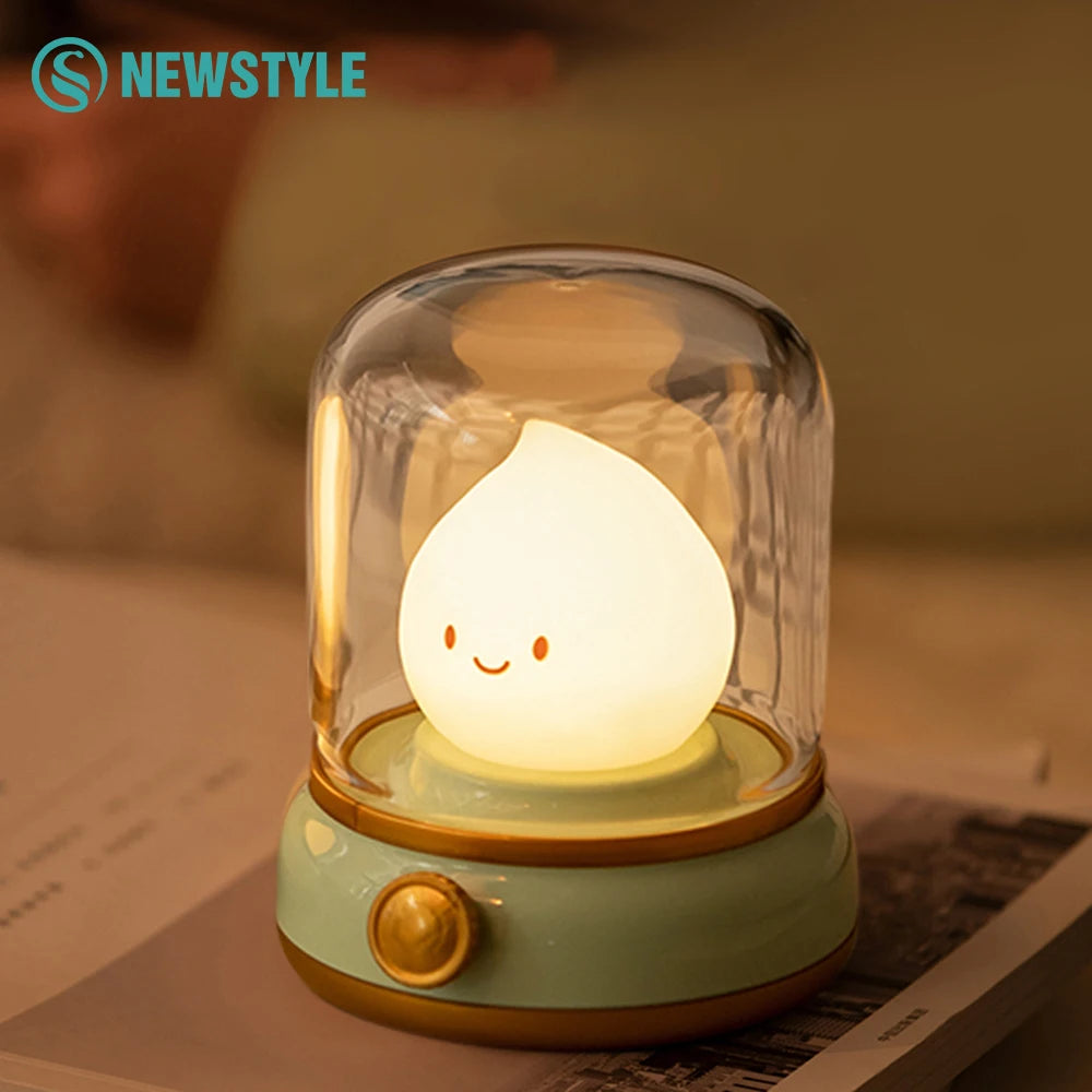 Kerosene LED Night Light Cute Flameless Candle Light with Two Modes USB Rechargeable Dimmable Camping Light For Bedroom Decor