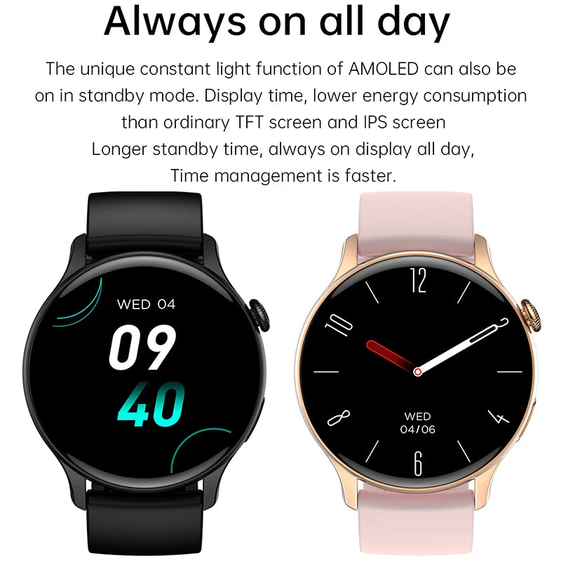 2024 New NFC Smart Watch Ladies 466*466 HD Screen Health Tracker Sports Voice Bluetooth Call Smartwatch Women For Huawei Xiaomi