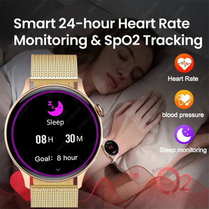 2024 New NFC Smart Watch Ladies 466*466 HD Screen Health Tracker Sports Voice Bluetooth Call Smartwatch Women For Huawei Xiaomi