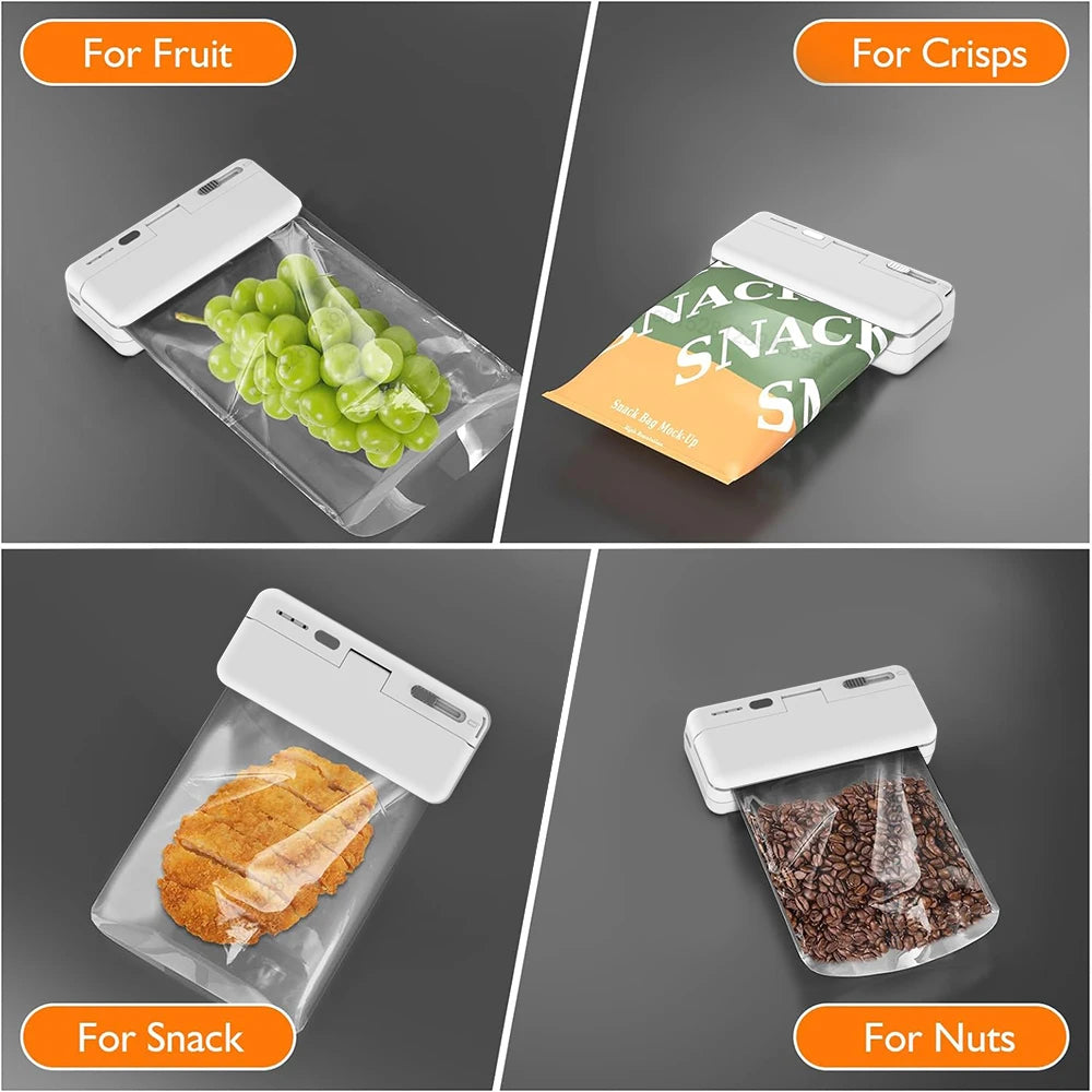 Mini Sealer 2in1 Plastic Bag Sealing Machine Portable Food Package Bags Sealer USB Rechargeable Handheld Plastic Bag Heat Sealer