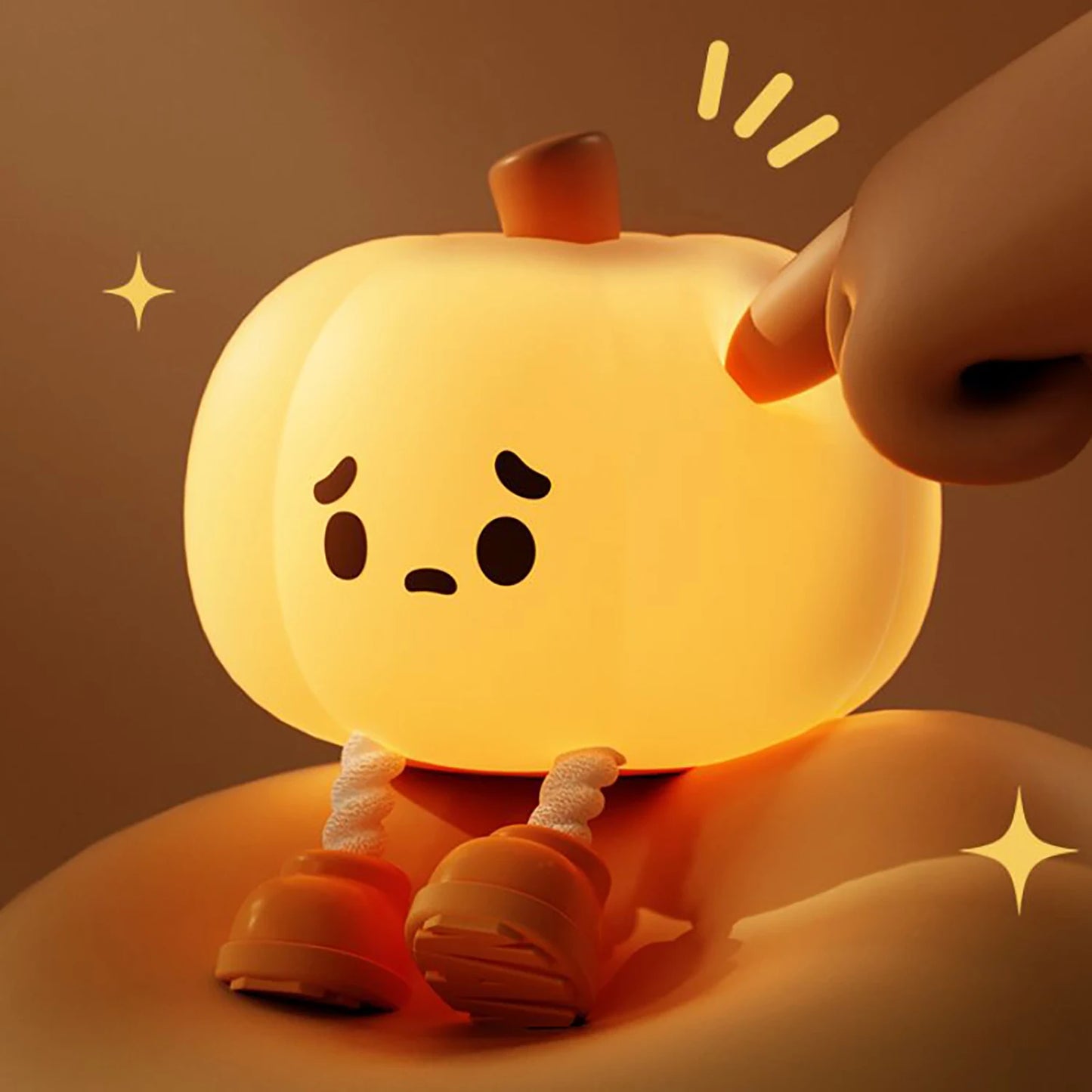 Cute Pumpkin LED Night Light Cartoon Silicone Lamp USB Rechargeable Timing Sleeping Lamp Bedroom Decoration for Children