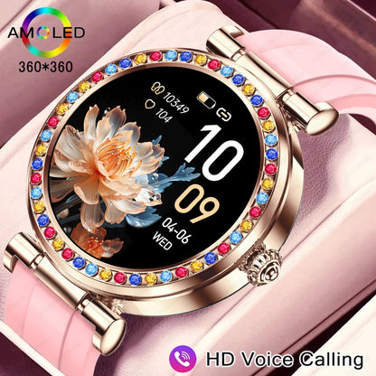 2024 New Fashion Women Smart Watch 360*360 HD Screen Heart Rate Blood pressure Custom Dial Watches HD Bluetooth Call Smartwatch