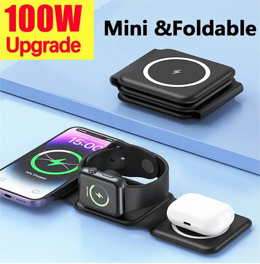 Magnetic Wireless Charger 3 in 1 For iPhone 15 14 13 12 11 Pro Max Apple Watch AirPods Fast Charging Dock Station Magsafe Type C