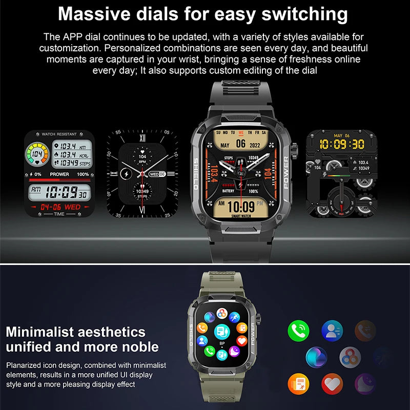 2024 New Smart Watch Men Sports Bluetooth Call Smartwatch Long Battery Life Health Monitoring IP68 Waterproof Fitness Wristwatch