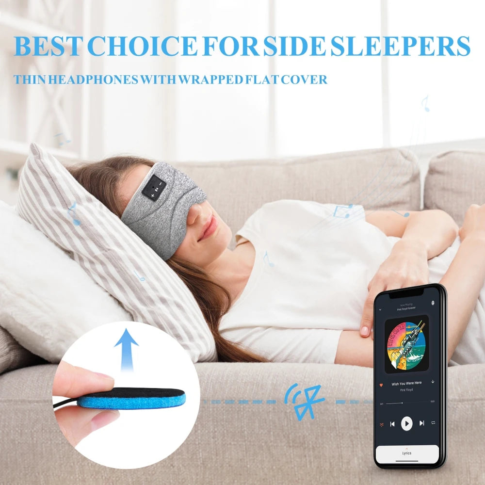 Travel Sleeping Headphones BT5.0 Sleep Mask with Ultra Thin Speakers, Soft Tech Gadgets for Side Sleepers Insomnia Meditation