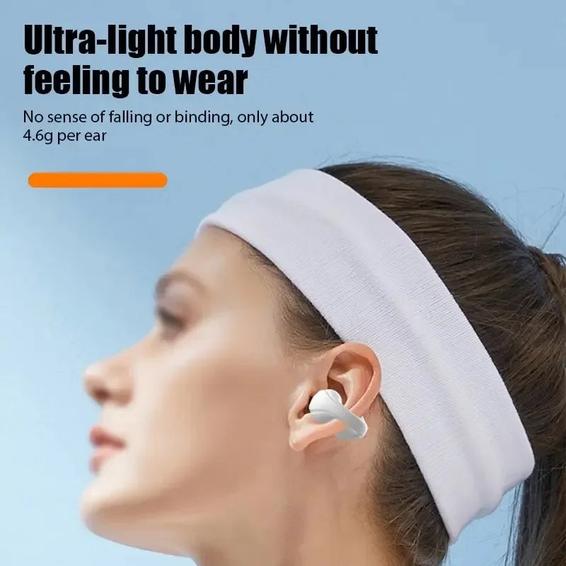 New Transparent Warehouse Ear Clip Bluetooth Headset Digital Display, Noise Reduction Does Not Enter the Ear Bone Conduction