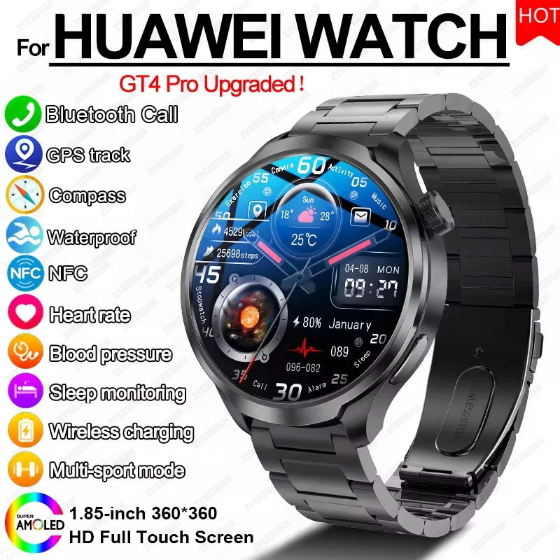 2024New For HUAWEI Sports Smart Bracelet Men Watch 1.85 AMOLED Screen GPS Compass Altimeter Waterproof Bluetooth Call SmartWatch