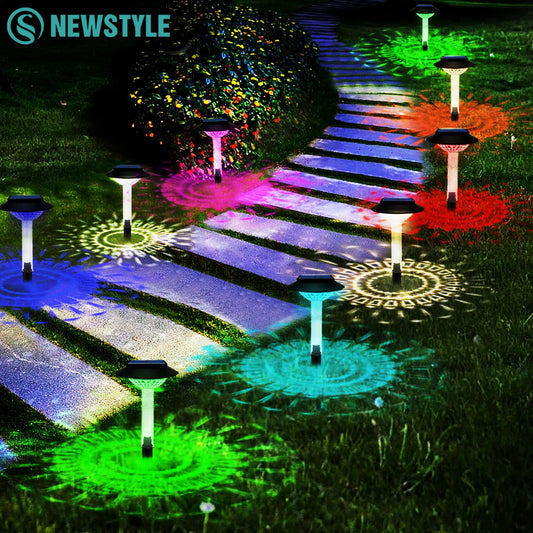 LED Solar Pathway Lights Bright Outdoor Waterproof RGB Color Garden Solar Landscape Light Yard Walkway Decor Driveway Warm/White