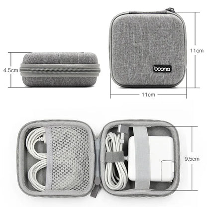 Small Oval Earphone Storage Bags Hard Shell Data Cable Organizer Bag Mini Tech Gadgets Portable Case Charger U Disk Zipper Pouch