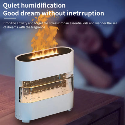 Rain Drops Simulation Flame Humidifier Colorful Rain And Fire Aroma Diffuser With 7 Colors And Colorful For Home Bedroom Office