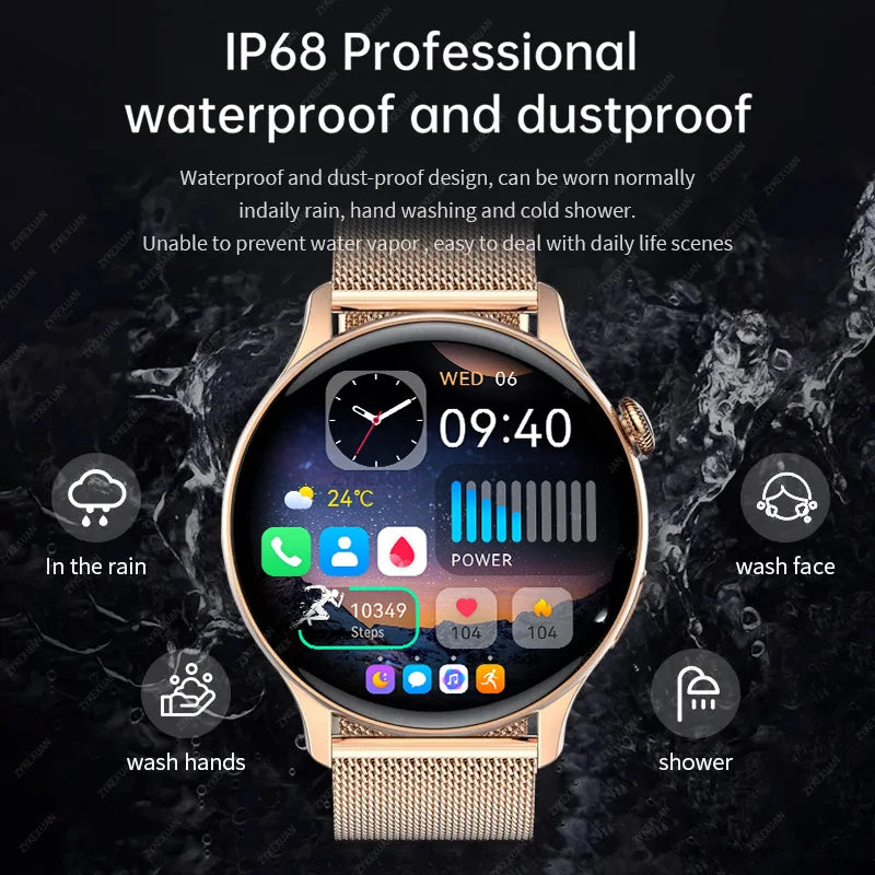 2024 New NFC Smart Watch Ladies 466*466 HD Screen Health Tracker Sports Voice Bluetooth Call Smartwatch Women For Huawei Xiaomi