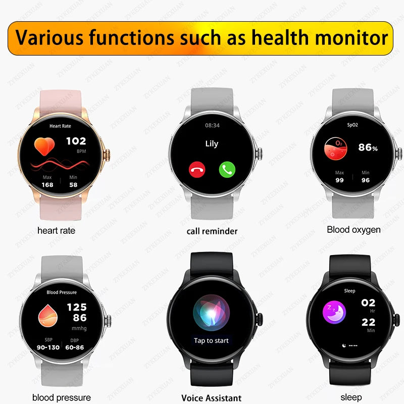 For Xiaomi Huawei 2024 New Smart Watch Men Women Heart Rate Blood Pressure Fitness Tracker Bluetooth Call Smartwatch Man+Box