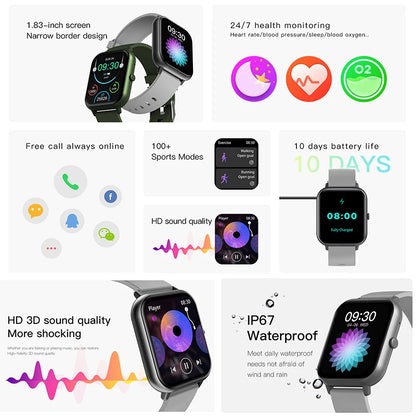 2024 New Bluetooth Call Smart Watch Women Men Heart Rate Blood Oxygen Voice Assistant 100+Sports Ladies Smartwatch For Xiaomi