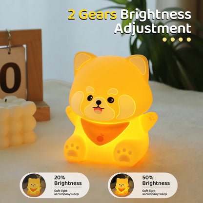 Cute Red Panda Night Light For Kids Warm Color Sleep Nightlight For Baby Nursery Rechargeable 2 Level Dimmable Tap Light