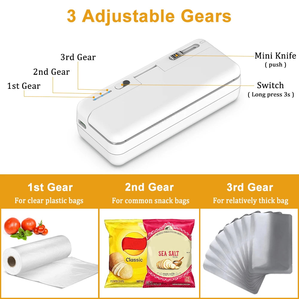 Mini Sealer 2in1 Plastic Bag Sealing Machine Portable Food Package Bags Sealer USB Rechargeable Handheld Plastic Bag Heat Sealer